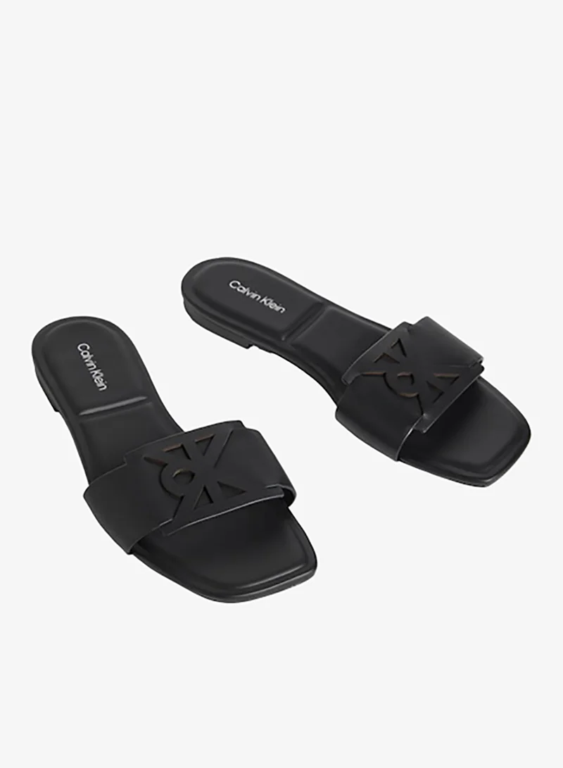 CALVIN KLEIN Amira - Leather Square Toe Flat Sandals
